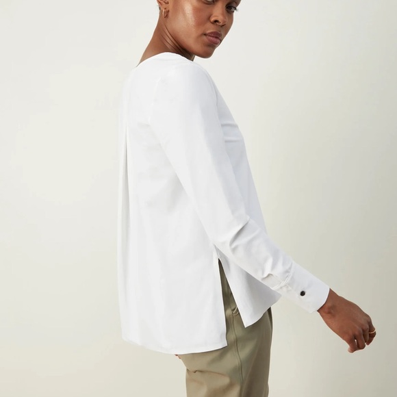 ADAY Something Tailored Small Classic White V-Neck top Capsule Wardrobe - Picture 12 of 16